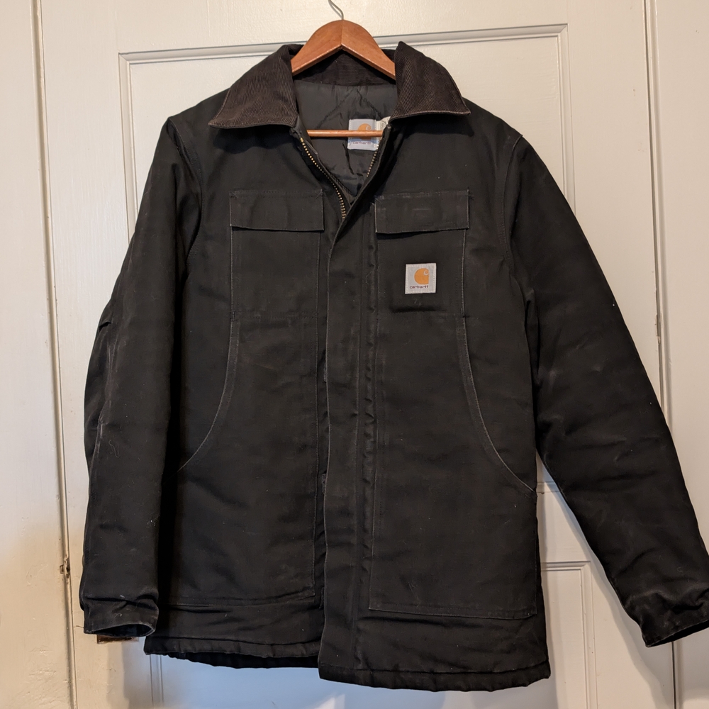 Vintage Carhartt Detroit men's black canvas jacket chore coat large